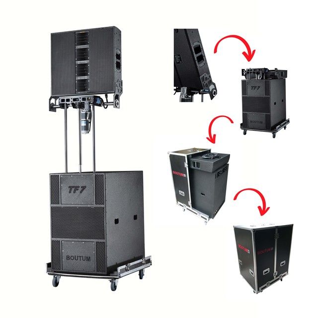 Boutum TF7 Professional Line Array Speaker Sound System Active DJ Concerts Outdoor Portable Plywood Cabinet