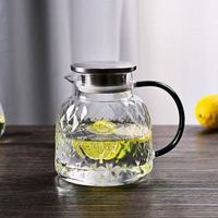 Carafe à eau en verre borosilicate de haute qualité 1,8 L, design en treillis prismatique, placage or, pot à eau froide, pichet à boisson pour la maison