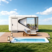 Maison conteneur futuriste en forme de capsule spatiale, cabine lounge moderne, unité mobile respirante en panneaux sandwich, pour extérieur, parc, appartement, bar