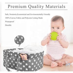 Noël rose Portable couches panier de rangement bébé couche Caddy organisateur <span class=keywords><strong>toile</strong></span> pépinière bac de rangement pour garçons filles - Product Image 3