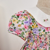 Robes smockées pour filles d'été, broderie florale, faites à la main, vêtements pour filles