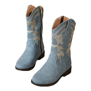 Bottes en jean personnalisées pour enfants, broderie classique, automne-hiver, pour l'extérieur, fête, mode, style cowgirl, bottes de cowboy western - Product Image 6