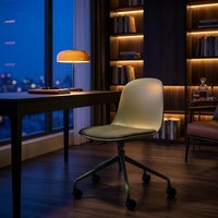 Chaise de bureau moderne minimaliste sans accoudoirs, réglable, en plastique, avec coussin en tissu, roulettes silencieuses pivotantes pour la maison, le bureau, l'étude, le maquillage