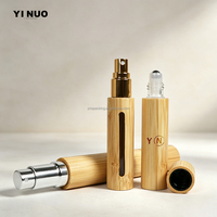 Botol Semprot Kosmetik Isi Ulang 10ml, Wadah Parfum Cangkang Bambu Cetak Kustom dengan Kaca Bagian Dalam untuk Minyak Esensial