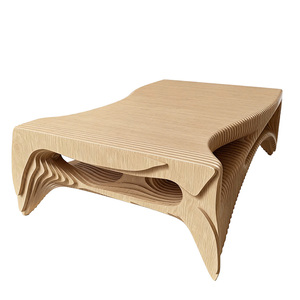 Table basse sculpturale en bois massif courbé, design moderne et personnalisable, pour salon, usage domestique, hôtel ou appartement - Product Image 4