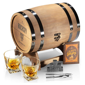 Custodia e supporto in legno personalizzati all'ingrosso 2 bicchieri pinze 8 pietre per trasportare borsa a Barrel completo da Bar Set confezione regalo da uomo con pietre di whisky Premium - Product Image 4