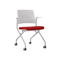 Chaise de bureau moderne en maille, pliable, design ergonomique, accoudoirs fixes, dossier solide, base coulissante empilable, usage commercial, bureau à domicile