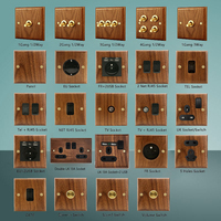 Interruptor de latón vintage de madera maciza de estilo norteamericano, 1 Banda, 3 vías y enchufe de pared, interruptor estándar del Reino Unido