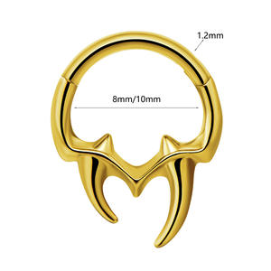 Atacado de Joias Corporais Personalizadas Estilo Punk com Zircônia: Piercings de Nariz em Aço Inoxidável 316L Banhado a Ouro com Design Tribal de Dentes de Vampiro - Product Image 3