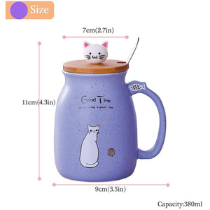 แก้วเซรามิคมีฝาปิดพร้อมช้อน รูปแมวน่ารัก 14 ออนซ์ แก้วกาแฟเซรามิคขายส่ง แก้วเซรามิคลายการ์ตูน - Product Image 5