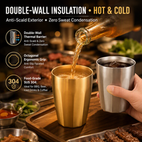 304 RVS Octagonale Dubbelwandige Tumbler Draagbaar Kookwaterbestendig 10 oz 6-Uurs Isolatie voor Bier Koude Dranken