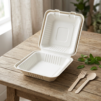 Contenants à clapet compostables, écologiques, biodégradables et jetables de 9 pouces pour le déjeuner et les fêtes, grand volume