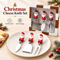 Ensemble de couverts en acier inoxydable Santa, fourchette, couteau et couteau à beurre pour la décoration de table de Noël et les cadeaux saisonniers