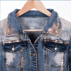 2023 New Arrivals Women Denim Jean <strong>Jacket</strong> Manufacturer Wholesale Price <strong>Plus</strong> <strong>Size</strong> Women's Denim <strong>Jackets</strong> - Product Image 2