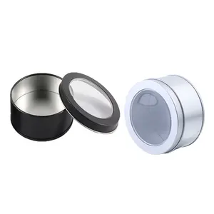 Schlussverkauf schwarze Fensterdosen leere runde Silber-Metall-Dosen individuelles Schmuckgefäß (NIR01)