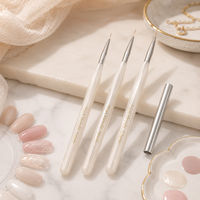Pinceau à ongles en nylon de qualité supérieure, manche acrylique irisé, capuchon métallique, ensemble de pinceaux pour nail art, outil de peinture de précision pour manucure en salon
