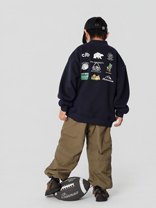 <span class=keywords><strong>Sweat</strong></span>-shirt à col rond pour enfants Mountain Boy, hiver 2025, en coton mélangé teint en pièce, doublé en polaire, manches longues, couleur unie, tendance - Product Image 5