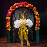 Disfraz de Conejo Moderno Reflectante Dorado Hecho a Mano, Duradero, para Halloween, Acción de Gracias, Ramadán, Navidad, Año Nuevo, Fiestas y Eventos Callejeros