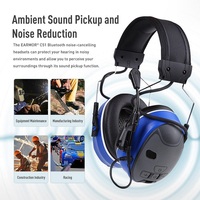 Casque anti-bruit industriel Bluetooth NRR 24 dB avec amplification sonore active et écoute ambiante, équipement de protection individuelle (ÉPI)