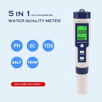 Classic 5 in 1 pH Meter - 0.05 High Accuracy TDS/EC/Salt/Temp/PH Tester with Backlit LCD for Hydroponics, Aquarium & Wine