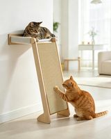 Griffoir mural pour chat avec hamac, meuble mural pour chat avec rampe en sisal, étagère d'escalade en bois, plateforme à griffer murale pour chat