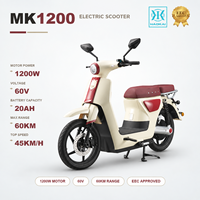 Skuter Listrik 1200W Baterai Asam Timbal 60V 20Ah Lampu LED 12V Rem Cakram Depan Jarak Tempuh 60 Km Kecepatan Maksimum 45 Km/Jam