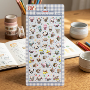 [HinaKuu] 3D Waterproof UV Printed Cartoon Pattern Popcorn Stickers Korean Character Kids Stationery Cute Kawaii Diary - Product Image 3
