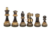 Juego de Piezas de Ajedrez de Madera de Lujo Hechas a Mano, Duraderas, con Diseños Tallados para Jugar al Aire Libre