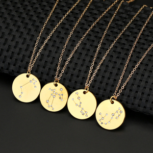 Mẫu Miễn Phí Hoạt Động 12 Chòm Sao Vòng Cổ Vàng Thép Không Gỉ Chiêm Tinh Học Zodiac Đăng Pendant Necklace Cho Phụ Nữ - Product Image 1