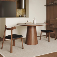 Massivholz Modernes Design Esstisch Nordische Stühle Set Gesinterte Steinplatte 4-Sitzer Schwarznuss-Finish Apartment Esszimmer