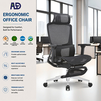 Chaise de bureau ergonomique en maille avec soutien complet du dos et siège coulissant, roulettes silencieuses en PU, pivotante