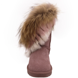 <span class=keywords><strong>Bottes</strong></span> d'hiver à col en fourrure de raton laveur véritable, <span class=keywords><strong>bottes</strong></span> d'hiver chaudes et décontractées pour femmes, <span class=keywords><strong>bottes</strong></span> d'hiver à fourrure en cuir de mouton véritable pour femmes - Product Image 5