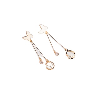 Manufacturers sell alloy opal stone butterfly crystal earrings for women - Product Image 1