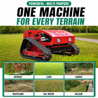 Tondeuse robot agricole professionnelle à chenilles en caoutchouc, télécommandée, avec moteur thermique 4 temps CE, pour coupe d'herbe et débroussaillage