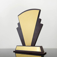 Plaque en métal doré gravée sur mesure, plaque en bois, trophée en bois en forme d'éventail pour événement professionnel, souvenir de championnat, cadeau