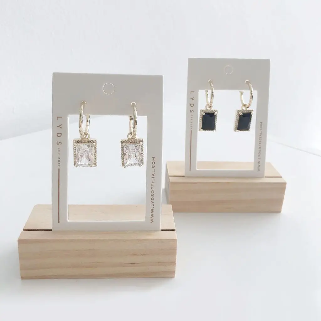 Custom logo printing white earring card packaging cards paper jewelry display holders