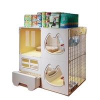 Cage et villa pour chat extra large en PP, respirante et chaude, avec lit pour chat d'intérieur et toilette intégrée pour salon et salle de bain