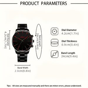 Reloj de Cuarzo para Hombre Más Vendido, Correa de Aleación, Set de 4 Piezas, Cadena Cubana, Estilo de Negocios, Moda Sencilla, Puntero de Escala, Cabeza de Bala, 10mm, Uso Diario - Product Image 5