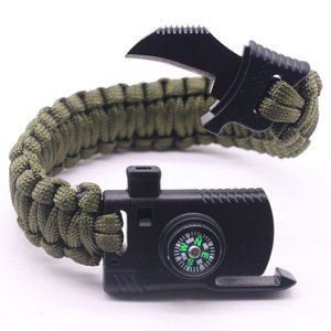 Anthrive Camping senderismo 550lb Paracord tejido al aire libre Paracord cuchillo supervivencia pulsera con arranque de fuego brújula silbato