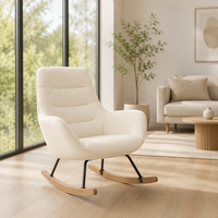 Fauteuil à bascule moderne rembourré à dossier haut en tissu, chaise longue en bois pour salon, chambre d'enfant et allaitement