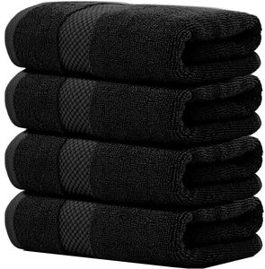 Wholesale 100% Cotton Black Hand Wash <b>Towel</b> With Embossed Logo - Product Image 2