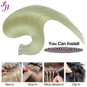 FH Butterfly Weft Human Hair Extension Injected Genius XO Hole Russian Hair Weft #1001 Invisible Seamless Weft Hair Extension - Product Image 3