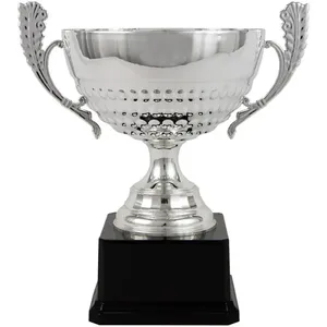 Coppa Sportiva Tipo Insalatiera Argentata con Manici e Base Nera – Personalizzazione con Logo e Testo - Product Image 1