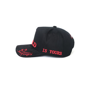 Gorro de Diseño de Lujo Rojo con Bordado 3D de Letras Personalizadas, Diseño 'El Mundo Es Tuyo', Logotipo Personalizado, Forro de Satén, Gorra de Béisbol con Base de Gamuza - Product Image 5