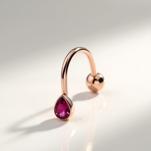 เจาะรูทับทิมสีโรสโกลด์14K อัญมณีทรงโค้งสีทองเครื่องประดับร่างกายที่ดีต่างหูกระดูกอ่อนที่กำหนดเอง - Product Image 2