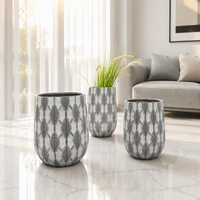 Jardinières minimalistes en fibre de verre, 3 tailles, motif feuille en relief, pots de sol et vases d'intérieur/extérieur pour la maison et le jardin