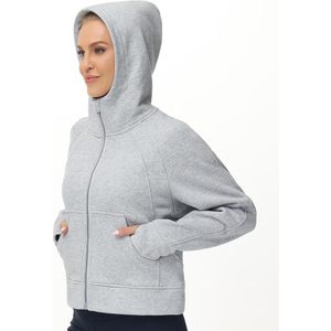 Sweat-shirt en molleton à capuche entièrement zippé pour femme FOXA avec poches et trous pour les pouces, veste de sport - Product Image 2