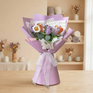 Handgefertigter Häkelblumenstrauß, ewiges Wollblumenarrangement, fertiges Geschenk zum Muttertag, Geburtstag, Ostern, Weihnachten, Neujahr - Product Image 3