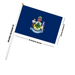 Drapeau à main personnalisé avec logo du Maine, l'État des pinèdes, 14x21cm, petite bannière ondulante pour les matchs de football et de soccer - Product Image 3