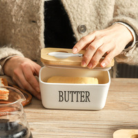 Grand récipient à beurre en céramique au design moderne personnalisé couvercle hermétique ensemble de porte-beurres de comptoir de cuisine pour la fête et le camping